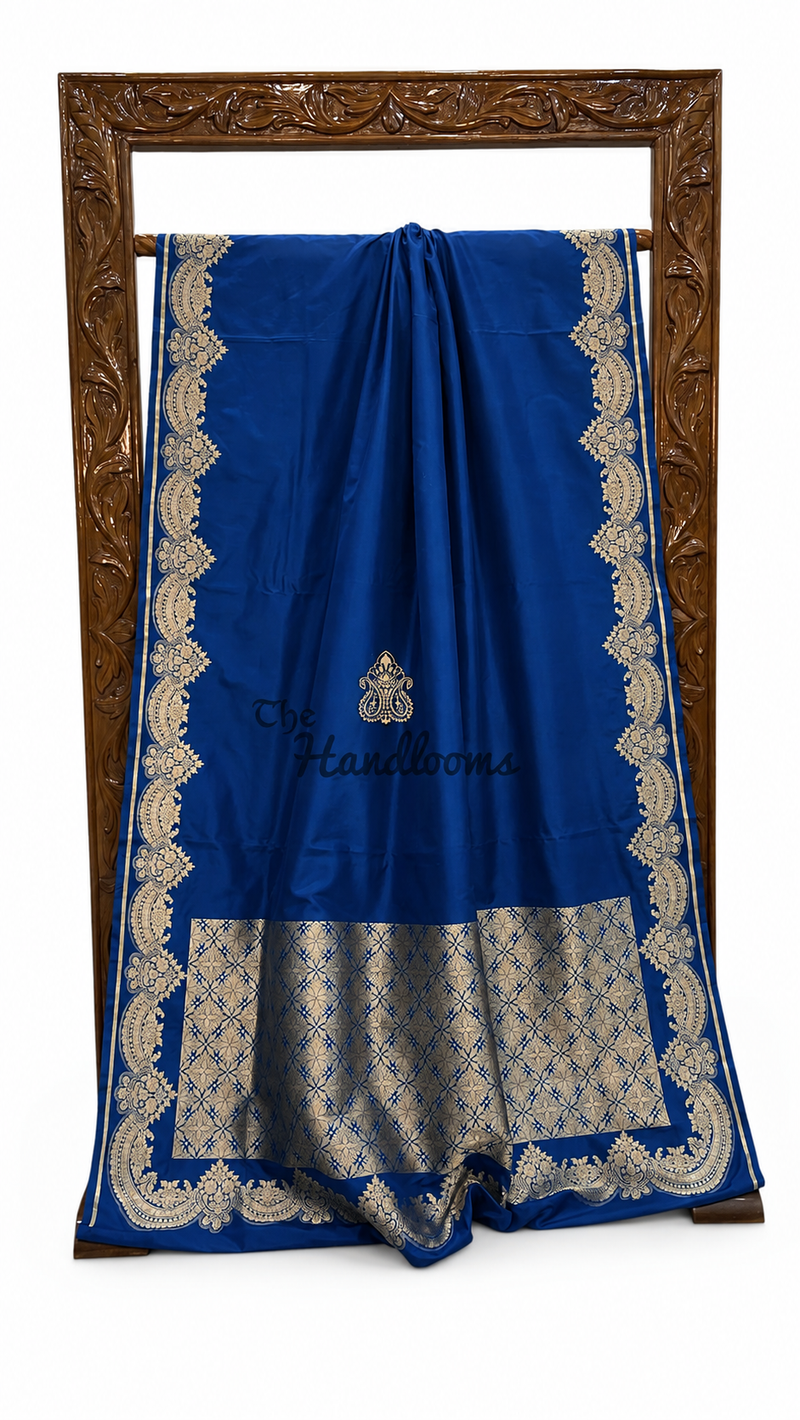 Pure Katan Silk Banarasi Handloom Saree - All Over  Gold Zari Jaal Work