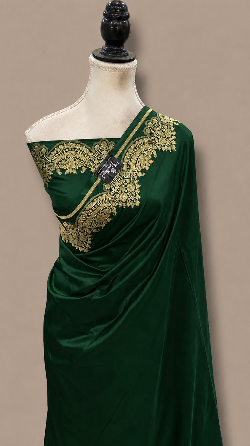 Pure Katan Silk Banarasi Handloom Saree - All Over  Gold Zari Jaal Work