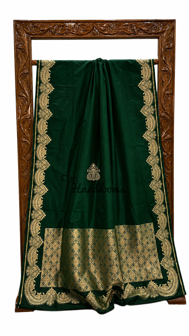 Pure Katan Silk Banarasi Handloom Saree - All Over  Gold Zari Jaal Work