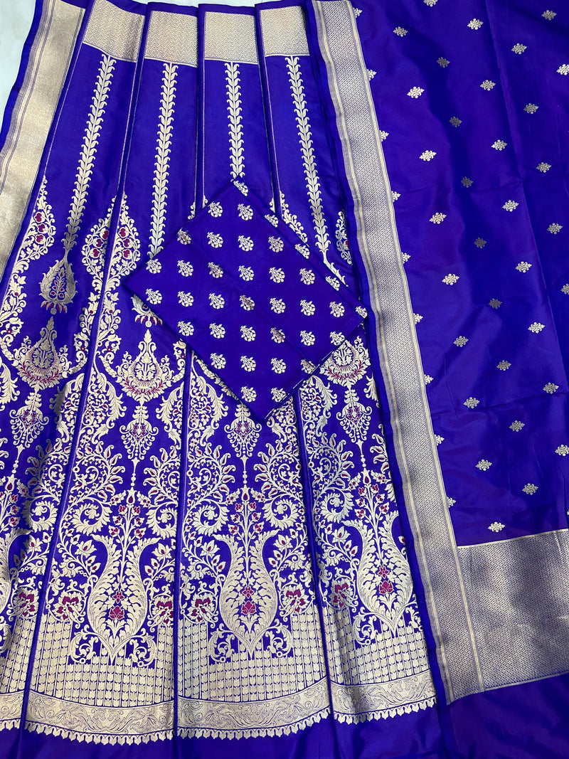 Pure Katan Silk Handloom Banarasi Lehenga All Over Jaal Work With Meenakari