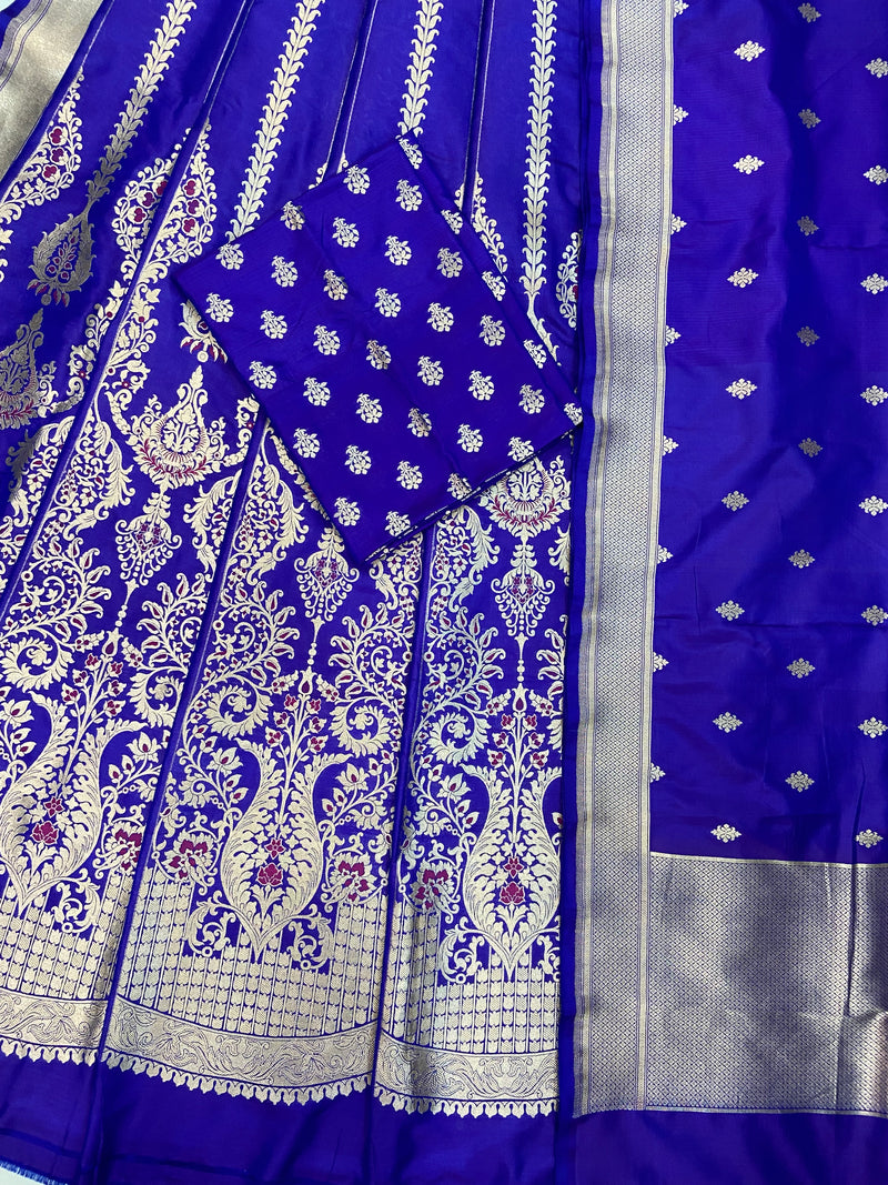 Pure Katan Silk Handloom Banarasi Lehenga All Over Jaal Work With Meenakari