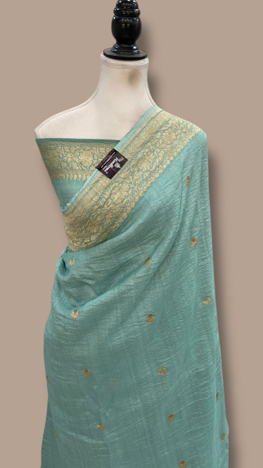 Tussar Georgette Handloom Banarasi Saree - Water Zari - The Handlooms
