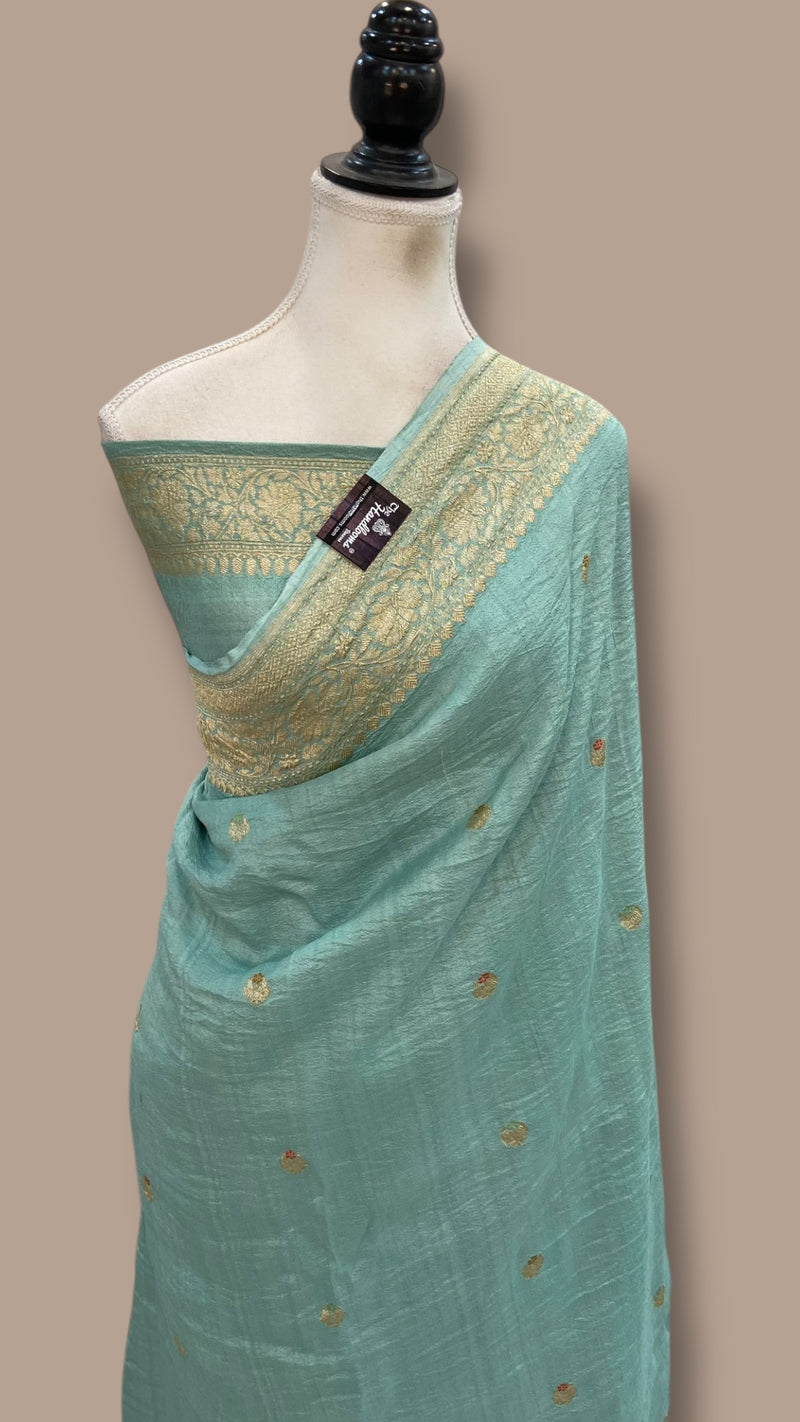 Tussar Georgette Handloom Banarasi Saree - Water Zari - The Handlooms