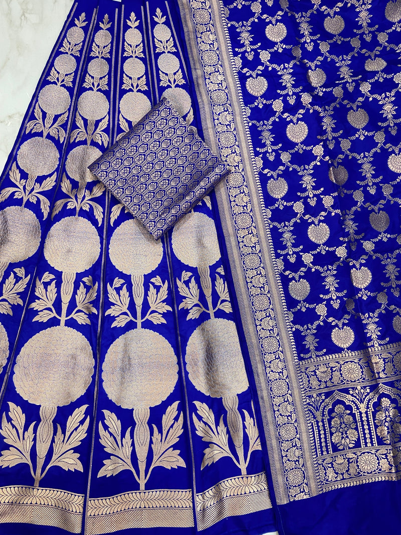 Pure Katan Silk Handloom Banarasi Lehenga All Over Sona Roopa Jaal Work