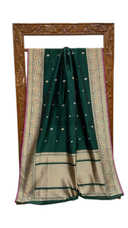 Pure Katan Silk Banarasi Handloom Saree - All Over Kadua Motifs - The Handlooms