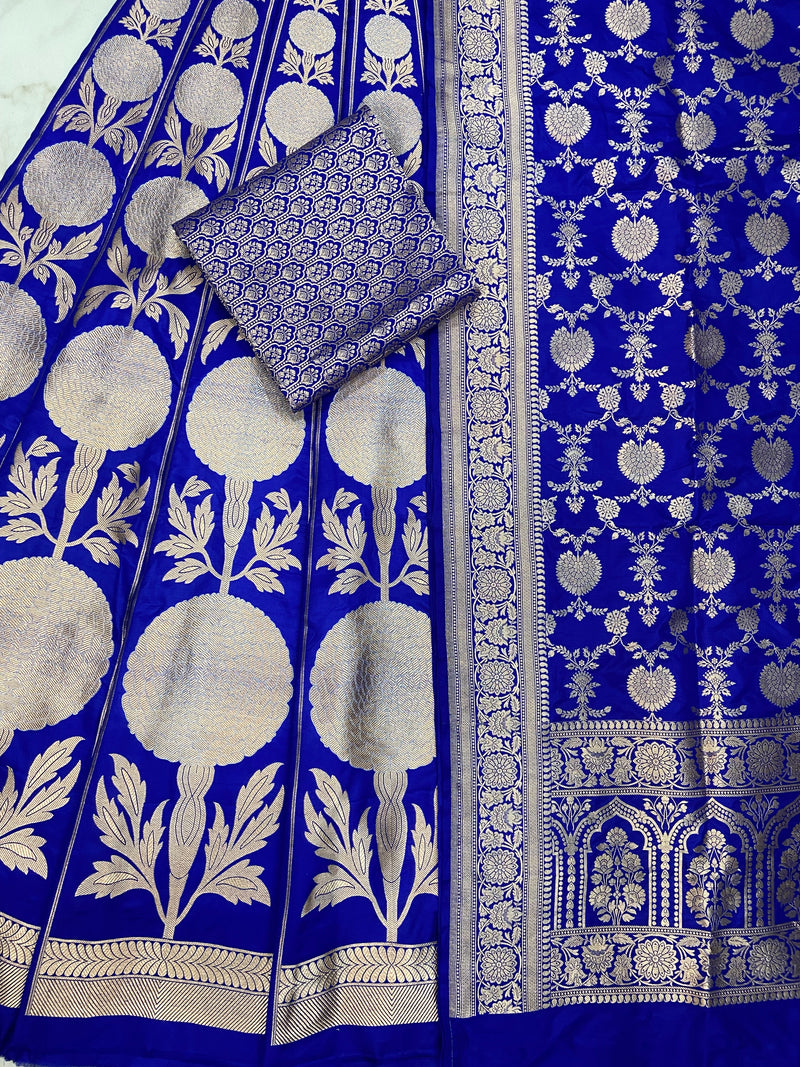 Pure Katan Silk Handloom Banarasi Lehenga All Over Sona Roopa Jaal Work