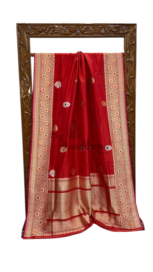 Pure Katan Silk Banarasi Handloom Saree - All Over Kadua Motifs - The Handlooms