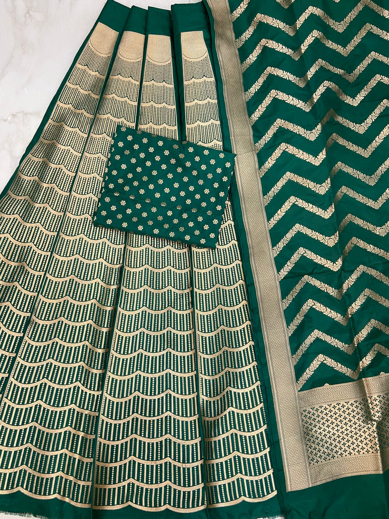 Pure Katan Silk Handloom Banarasi Lehenga All Over Jaal Work With Meenakari