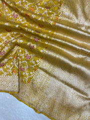 Pure Katan Silk Banarasi Handloom Saree - All over Jaal work with Meenakari - The Handlooms