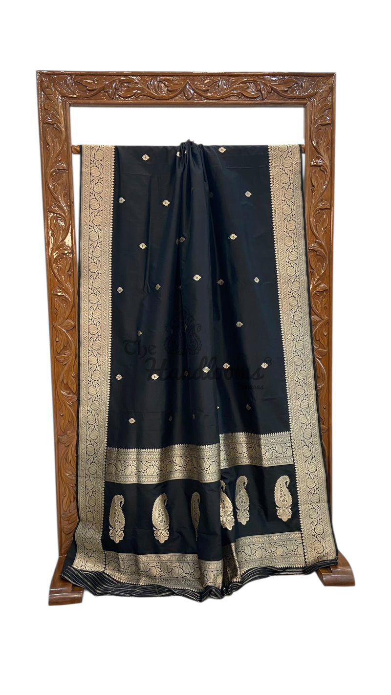 Pure Katan Silk Banarasi Handloom Saree - All Over Kadua Motifs - The Handlooms