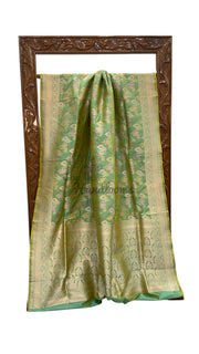 Pure Katan Silk Banarasi Handloom Saree - All Over Jaal Work With Meenakari - The Handlooms