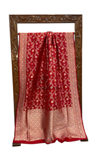 Pure Katan Silk Banarasi Handloom Saree - All Over Jaal Work With Meenakari - The Handlooms