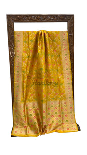 Pure Katan Silk Banarasi Handloom Saree - All Over Jaal Work With Meenakari - The Handlooms