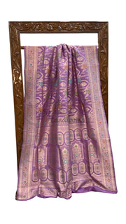 Pure Katan Silk Banarasi Handloom Saree - All Over Jaal Work With Meenakari - The Handlooms