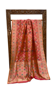 Pure Katan Silk Banarasi Handloom Saree - All Over Jaal Work With Meenakari - The Handlooms