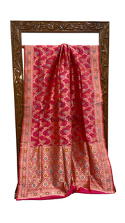 Pure Katan Silk Banarasi Handloom Saree - All Over Jaal Work With Meenakari - The Handlooms