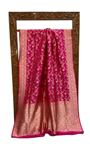 Pure Katan Silk Banarasi Handloom Saree - All Over Jaal Work With Meenakari - The Handlooms