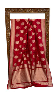 Red Nita Ambani Pure Katan Silk Banarasi Handloom Saree - All Over Boota Work With Meenakari - The Handlooms