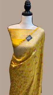 Pure Katan Silk Banarasi Handloom Saree - All over Jaal work with Meenakari - The Handlooms