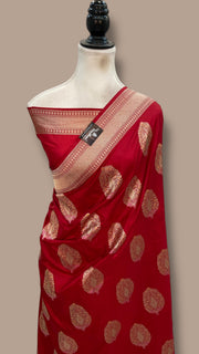 Red Nita Ambani Pure Katan Silk Banarasi Handloom Saree - All Over Boota Work With Meenakari - The Handlooms