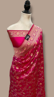 Pure Katan Silk Banarasi Handloom Saree - All Over Jaal Work With Meenakari - The Handlooms