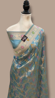 Pure Katan Silk Banarasi Handloom Saree - All Over Jaal Work With Meenakari - The Handlooms