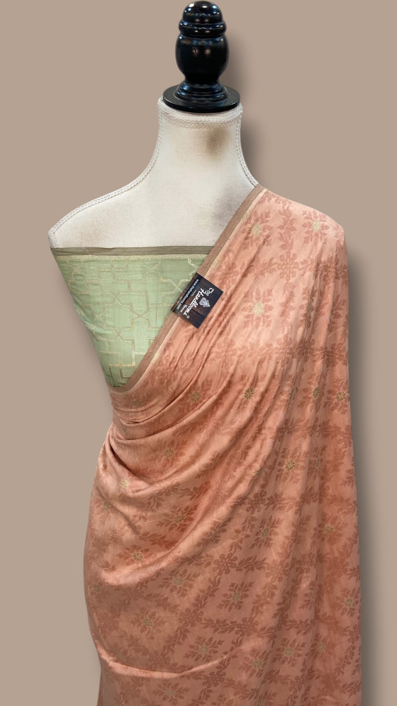 Pure Satan Silk Banarasi Handloom Saree - All Over Jaal Work