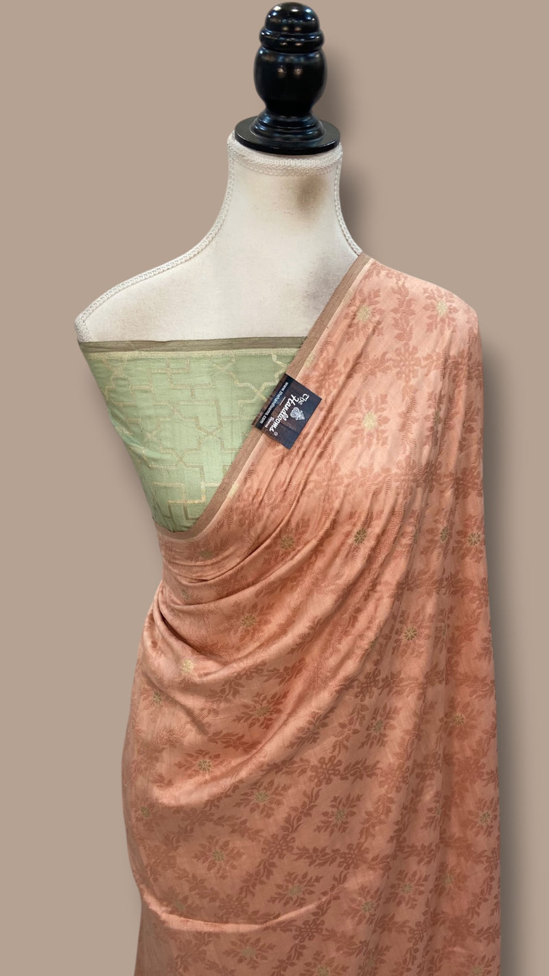 Pure Satan Silk Banarasi Handloom Saree - All Over Jaal Work
