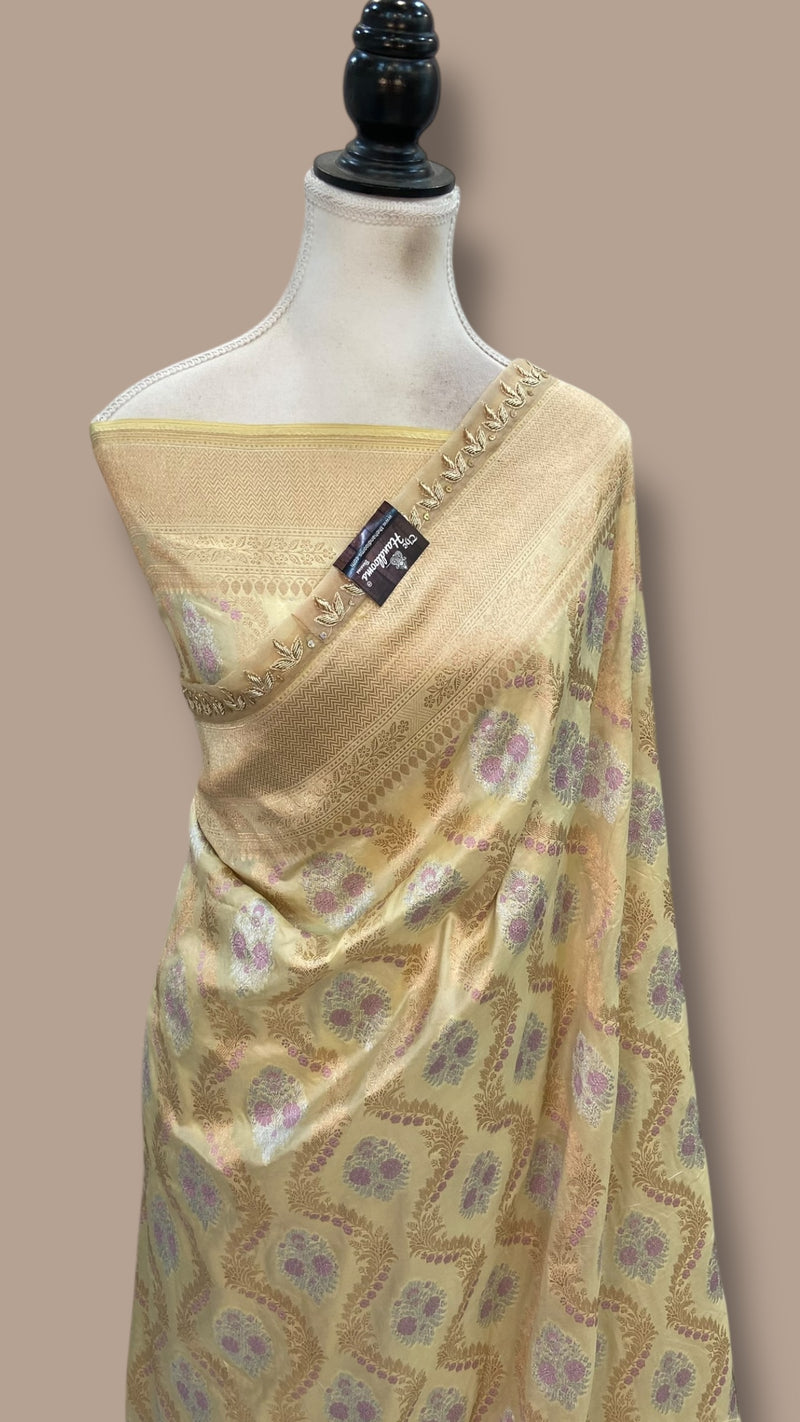 Nita Ambani Pure Katan Silk Banarasi Handloom Saree - All over Jaal work - With Meenakari - The Handlooms