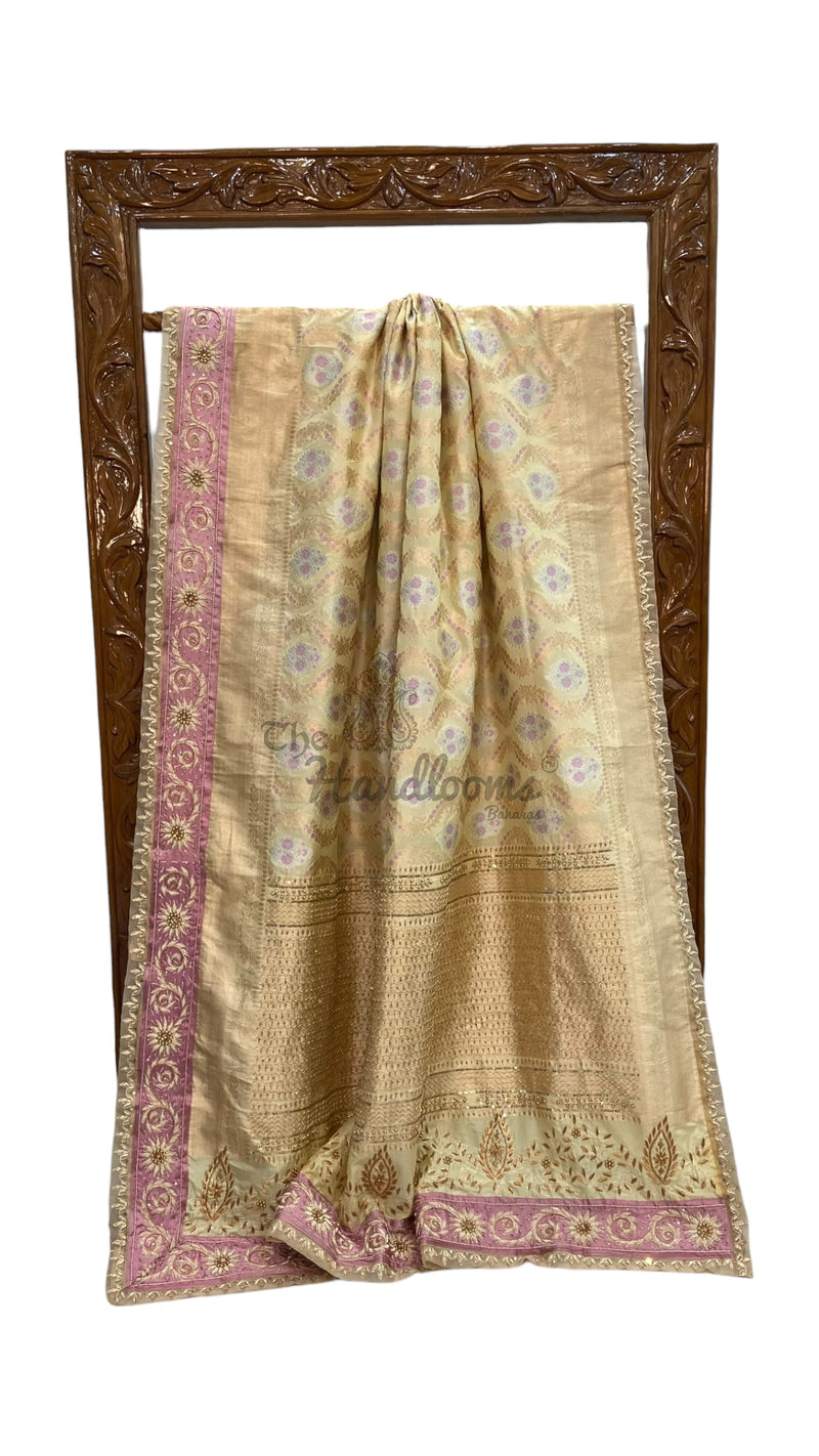 Nita Ambani Pure Katan Silk Banarasi Handloom Saree - All over Jaal work - With Meenakari - The Handlooms