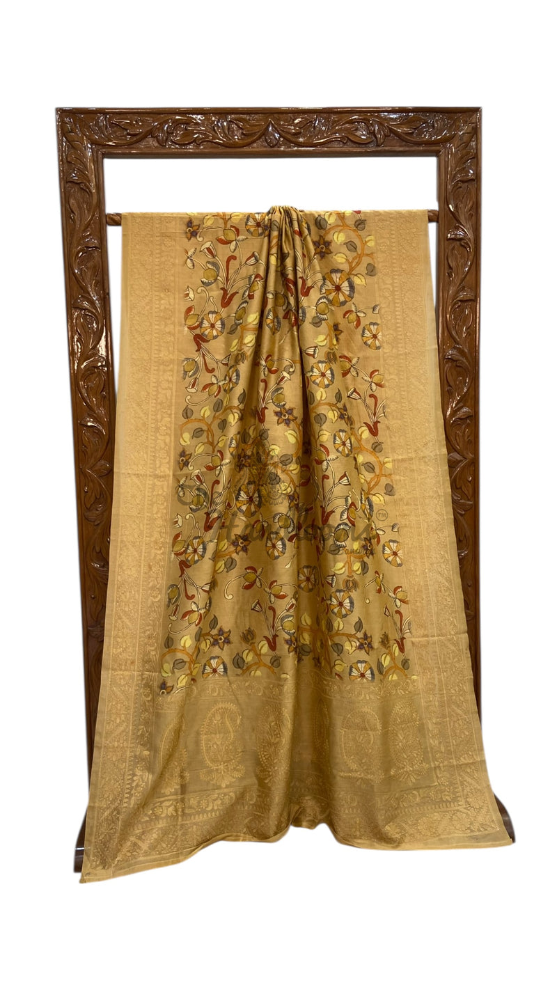 Pure Chiniya Silk Handloom Banarasi Saree With Chikankari - The Handlooms