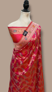 Pure Katan Silk Banarasi Handloom Saree - All Over Jaal Work With Meenakari - The Handlooms