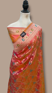 Pure Katan Silk Banarasi Handloom Saree - All Over Jaal Work With Meenakari - The Handlooms