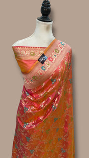 Pure Katan Silk Banarasi Handloom Saree - All Over Jaal Work With Meenakari - The Handlooms