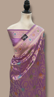 Pure Katan Silk Banarasi Handloom Saree - All Over Jaal Work With Meenakari - The Handlooms