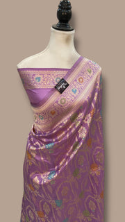 Pure Katan Silk Banarasi Handloom Saree - All Over Jaal Work With Meenakari - The Handlooms