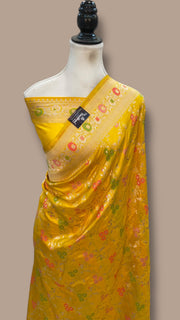 Pure Katan Silk Banarasi Handloom Saree - All Over Jaal Work With Meenakari - The Handlooms