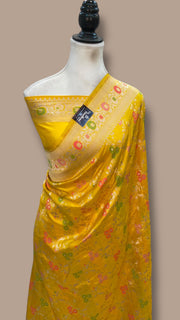 Pure Katan Silk Banarasi Handloom Saree - All Over Jaal Work With Meenakari - The Handlooms