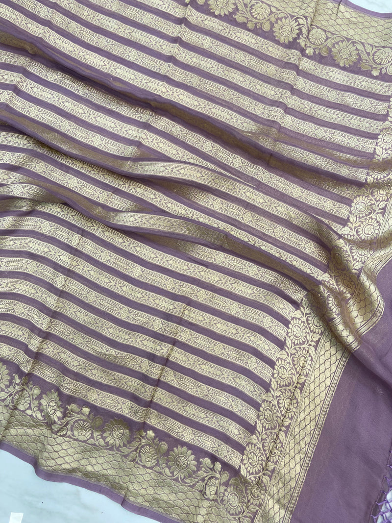 Pure Khaddi Georgette Dupatta - water zari - The Handlooms