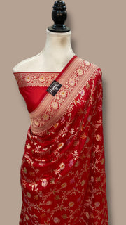 Pure Katan Silk Banarasi Handloom Saree - All Over Jaal Work With Meenakari - The Handlooms