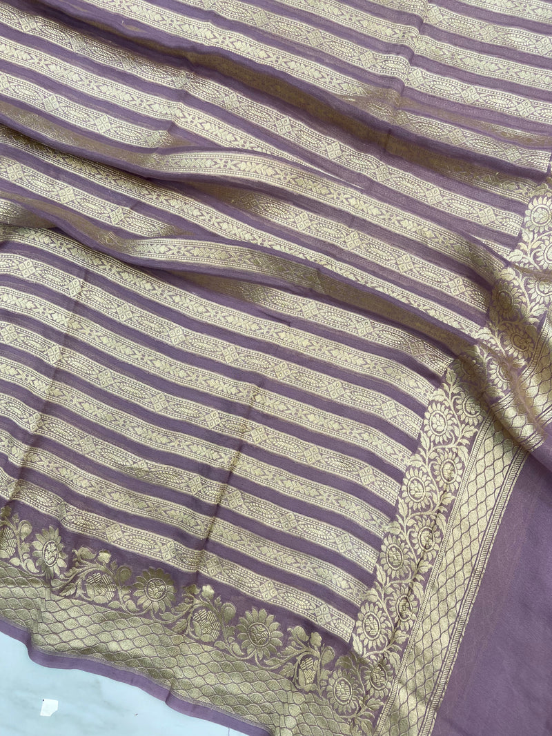 Pure Khaddi Georgette Dupatta - water zari - The Handlooms
