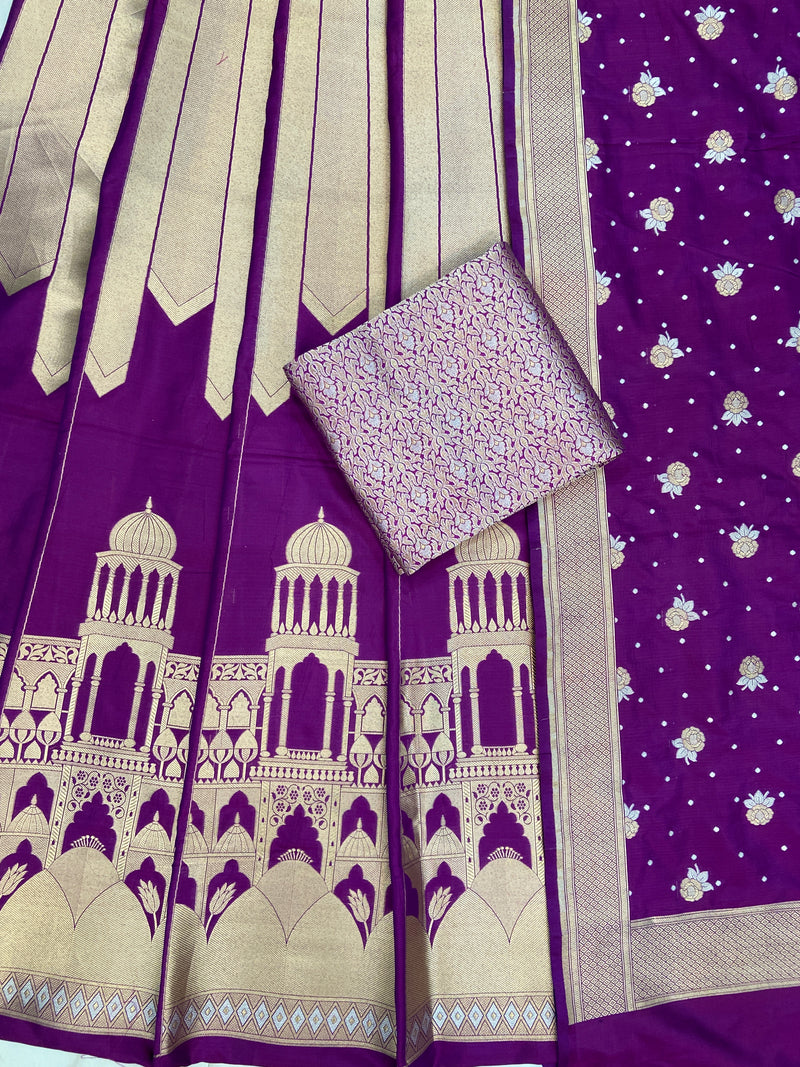 Pure Katan Silk Handloom Banarasi Lehenga All Over Sona Roopa Jaal Work - The Handlooms