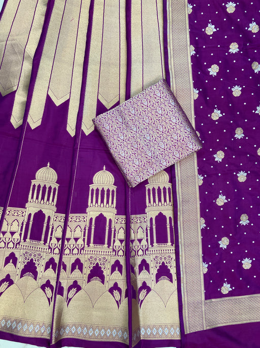 Pure Katan Silk Handloom Banarasi Lehenga All Over Sona Roopa Jaal Work - The Handlooms