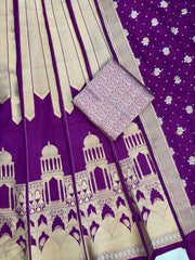 Pure Katan Silk Handloom Banarasi Lehenga All Over Sona Roopa Jaal Work - The Handlooms