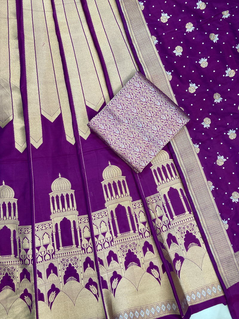 Pure Katan Silk Handloom Banarasi Lehenga All Over Sona Roopa Jaal Work - The Handlooms