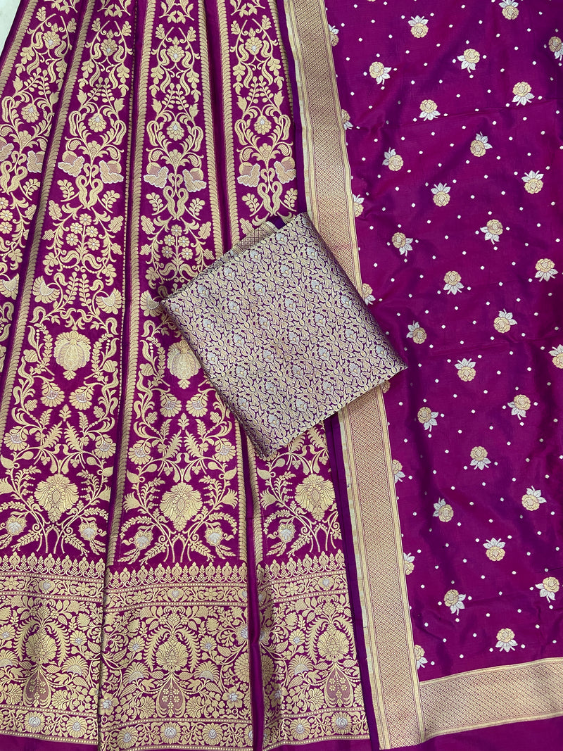 Pure Katan Silk Handloom Banarasi Lehenga All Over Sona Roopa Jaal Work - The Handlooms