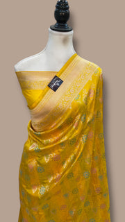 Pure Katan Silk Banarasi Handloom Saree - All Over Jaal Work With Meenakari - The Handlooms