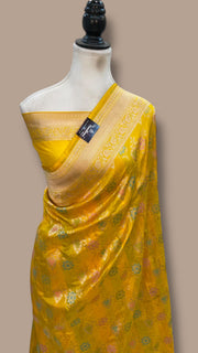 Pure Katan Silk Banarasi Handloom Saree - All Over Jaal Work With Meenakari - The Handlooms