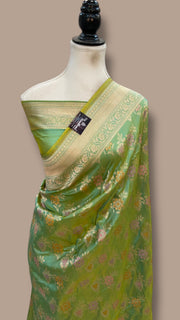 Pure Katan Silk Banarasi Handloom Saree - All Over Jaal Work With Meenakari - The Handlooms