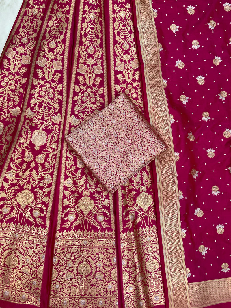 Pure Katan Silk Handloom Banarasi Lehenga All Over Sona Roopa Jaal Work - The Handlooms
